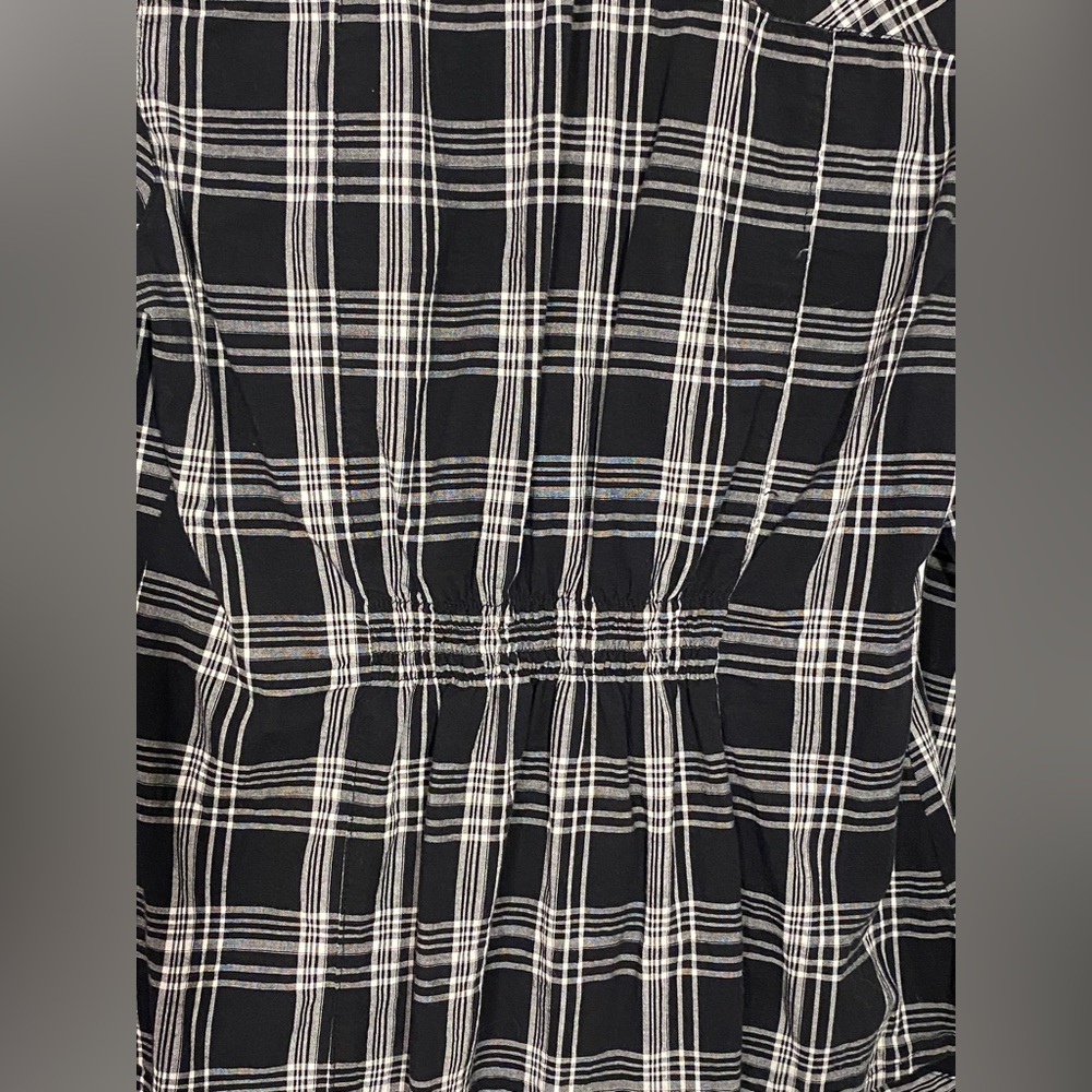 Y2K Guess Plaid Fitted Button Down Shirt Front Pockets Black White Large - Picture 3 of 7